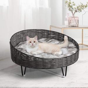 WICKER DOG & CAT PET BED - GREY Sale Fashion
