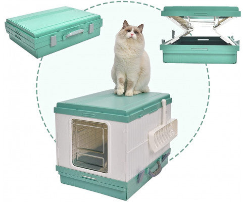 XL Foldable Cat Litter Box with Handle and Scoop - Green Shipping Outlet Store Online