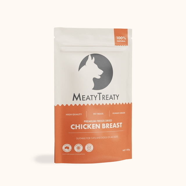 Meaty Treaty Freeze Dried Australian Chicken Breast Cat & Dog Treats 100g Discount Best Pices