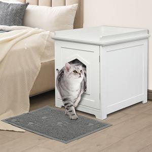 Fully Enclosed Odour Control Wooden Cat Litter Box - White Cost Cheap Pice