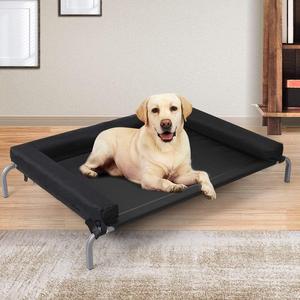 HEAVY DUTY TRAMPOLINE DOG PET BED WITH BED BOLSTER -  BLACK Popular