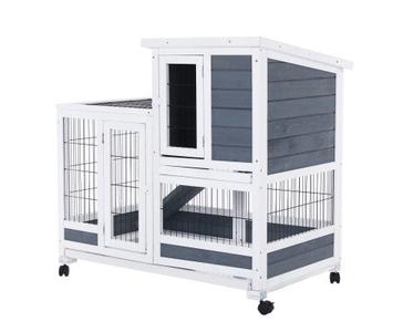 Double Storey Rabbit Hutch with Wheels Cheap Online Online