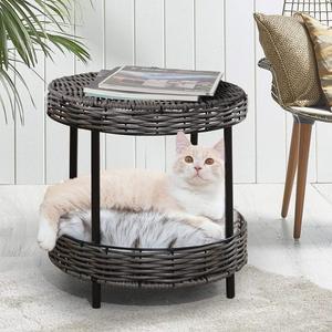 DOG & CAT WICKER BASKET TABLE BED - BROWN Cheap Affordable