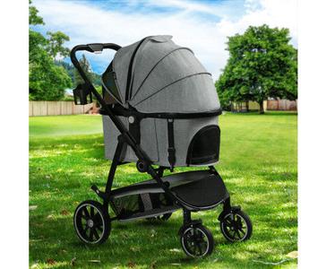 LARGE 4 WHEELS FOLDABLE DOG & Cat STROLLER PRAM - GREY Latest Collections For Sale