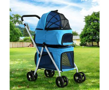 LARGE FOLDABLE PET PRAM CARRIER - BLUE Cheapest Pice