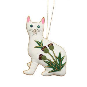 White Cat with Thistle Ornament Buy Cheap Best Store To Get