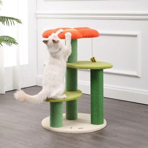Poppy Three-Tier Modern Jute Flower Cat Tree with Dangling Toy Sale With Credit Card
