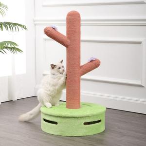 Rosa Modern Jute Cactus Cat Scratching Post with Flower Toys and Built-In Bell Toys From China Cheap Pice