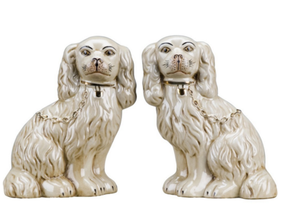 Antiqued Ivory Staffordshire Dogs Outlet Store For Sale