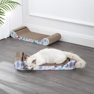 Rini Modern Cardboard Lounge Bed Cat Scratcher with Built-In Bell Toys and Catnip Supply Sale Online