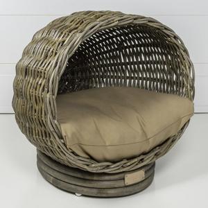 Socket Dome Bohemian Handwoven Rattan Cat Bed with Machine-Washable Cushion Clearance Deals