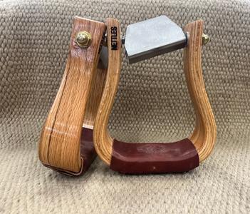 Stirrups - STP14 - Nettles 2" Flat Bottom w/ Leveler Light Color Varnish Clearance Great Deals