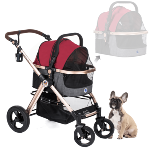 HPZ™ PET ROVER PRIME Luxury 3-in-1 Stroller for Small/Medium Dogs, Cats and Pets (Ruby Red) Sale 2025 Newest