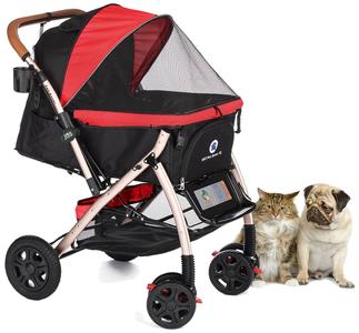 Factory Refurnished - HPZ™ PET ROVER XL Extra-Long Premium Stroller for Small/Medium/Large Dogs, Cats and Pets (Red - 2nd Gen.) Clearance 100% Guaranteed