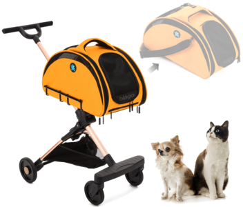 HPZ™ BINGO Airline-Approved Carrier Bag & Stroller Combo Travel System for Small Dogs, Cats and Pets (Sunrise orange bag) Free Shipping Eastbay