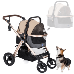 Factory Refurnished - HPZ™ PET ROVER PRIME Luxury 3-in-1 Stroller for Small/Medium Dogs, Cats and Pets (Taupe) Clearance Order