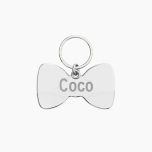 925 SILVER BOW CUSTOM PET ID -IN WHITE GOLD Finishline For Sale