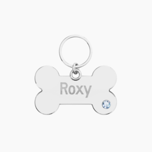 925 SILVER BONE CUSTOM PET ID -BIRTHSTONE IN WHITE GOLD Cheap Pice