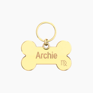 925 SILVER BONE CUSTOM PET ID -IN ZODIAC YELLOW GOLD Countdown Package Online