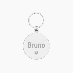 925 SILVER CIRCLE CUSTOM PET ID -BIRTHSTONE IN WHITE GOLD Sale 2025 New