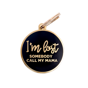 Wholesale ID Tag - I'm Lost - Mama - Gold & Navy Discount Footaction