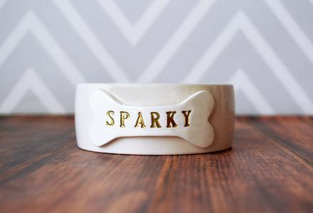 Extra Small Dog Bowl (3 ¾" dia.), Puppy Bowl, Personalized Dog Dish w/ Name or Paw Print - Ceramic Pictures For Sale