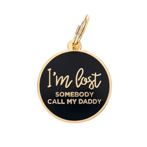 Wholesale ID Tag - I'm Lost - Daddy - Gold & Navy - Pet ID Tag Get To Buy Sale Online