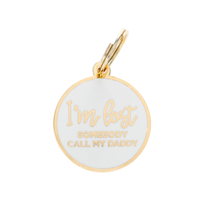 Wholesale ID Tag - I'm Lost - Daddy - Gold & White - Pet ID Tag Clearance Pictures