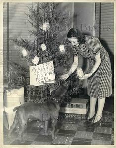 1939 Press Photo Rescue Dog Zipper with Special Christmas Tree and Owner Kelly Free Shipping 2025
