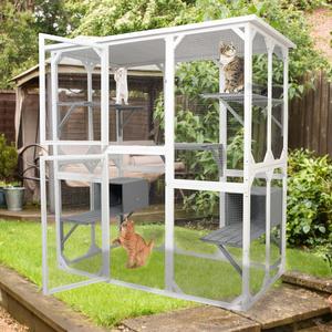 Xpt018 Cat Cage Box Lovely House Cute Pet Play Speace Wooden Medium - White Cheap Sale 100% Original