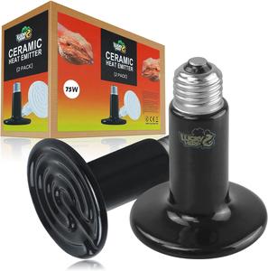 75W Ceramic Heat Emitter Reptile Heat Bulbs, Ceramic Heat Lamp for Reptiles, Amphibian, Chicken, Dog, Cat (2-Pack) Discount Footaction