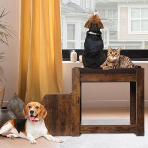 Pet Bunk Bed With Removable Step For Dogs And Cats, Multi-Level Bed Window Perch Seat Platform With Cushion And Cat Scratch Pad, Indoor Use - Dark Brown Buy Cheap Release Dates