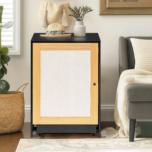 Cat Litter Box Enclosure, Hidden Cat Washroom, Kitty End Table, Litter Cabinet With Sisal Door - Black Outlet Popular