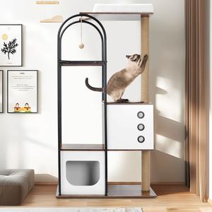 Cat Climbing Frame, Cat Tree, Modern Cat Tower, Multi-Level Cat Condo With 1 Caves, 2 Scratching Posts, Perch, For Indoor Cats - White / Vintage Outlet Looking For