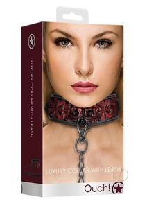Ouch Luxury Collar W/leash Burgundy Sale Free Shipping