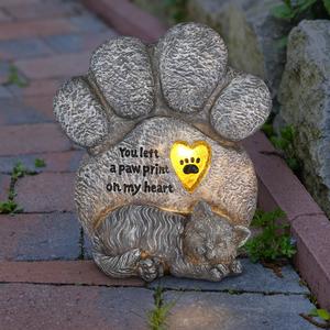 Solar Cat Paw Print Memorial Garden Stone Marker, 7.5 x 4.5 x 8 Inches Lowest Pice Cheap Pice