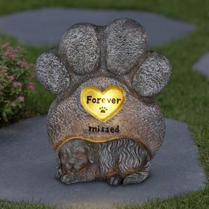 Solar Dog Paw Print Memorial Garden Stone Marker, 7.5 x 4.5 x 8 Inches Store Online