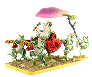 (100FRG13) 28mm Frog King, on litter with attendants Get Authentic Cheap Online