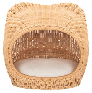Toru Stylish Cat Bed with Plush Cushion - Chic Rattan Design in Natural Honey for Ultimate Comfort Free Shipping 100% Original