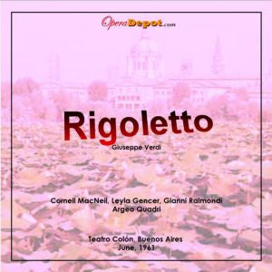 Verdi: Rigoletto - MacNeil, Gencer, G. Raimondi; Quadri. Buenos Aires, 1961 Wiki Cheap Pice
