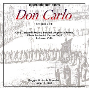 Verdi: Don Carlo - Cerquetti, Lo Forese, Barbieri, Bastianini, Siepi, Neri, Washington; Votto.  Firenze, 1956 2025 New Sale Online