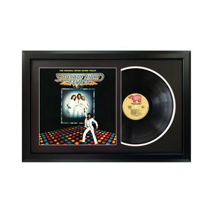 "Saturday Night Fever" The Movie Soundtrack Vinyl Record & Cover Professionally Framed 17.5” x 26.5” Display with a Black Mat Discount Cost