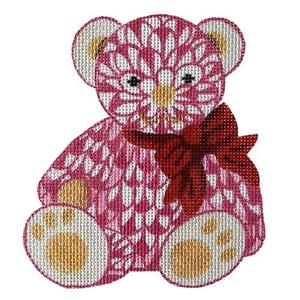 Mini Fishnet Teddy Bear 5" Square - Pink with Red Bow Buy Cheap Visit New
