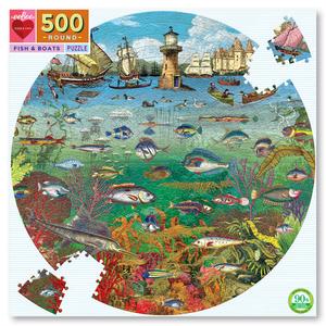 Eeboo Round Puzzle- Fish and Boats 500 pces Fashion Style Online