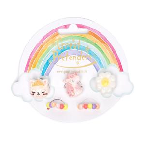 Flower, Kitty, Unicorn Elastic Ring Sets, 5pcs Cheap Sale Good Selling