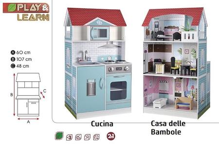 Cucina in Legno e Casa delle Bambole Gigante, Altezza 107cm With Mastercard Cheap Pice