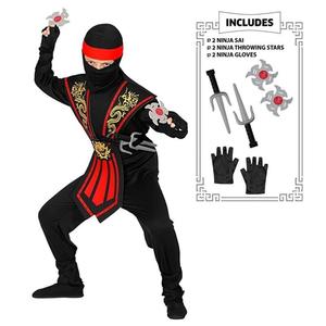 Costume di Carnevale Ninja con Armi Taglie da 4 a 10 Anni 100% Original