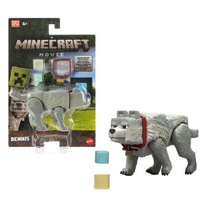 A Minecraft Movie Dennis The Wolf 3.25" Action Figure & Accessories 100% Authentic