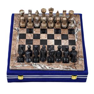 Marble Chess Set- Marina and Black Marble Chess Board with Pieces- 12" Cheap Sale Really