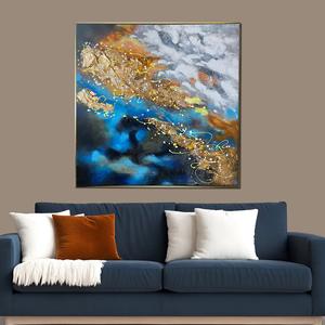 Whispers of the Nebulous Sky Handpainted Wall Painting (With outer Floater Frame) Cheap Sale Shop
